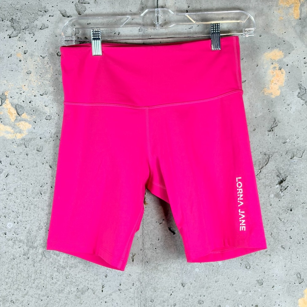 Lorna Jane Biker Shorts Womens 26 Bright Pink High Waisted Activewear Running